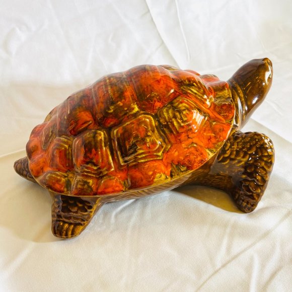 1970s Ceramic Tortoise  Turtle Art Pottery Trinket Box - Picture 7 of 8